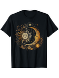 Men's T-Shirt Celestial Night Sky With Glowing Crescent Moon And Smiling Sun Surrounded By Stars