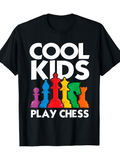 Men's T-Shirt Cool Kids Play Chess Colorful Game Pieces Under Bright Lettering Chess
