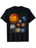 Men's T-Shirt Solar System Illustration With Colorful Planets And Orbit Path Sun