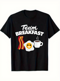 Men's T-Shirt Team Breakfast With Smiling Egg Bacon And Coffee Cup