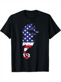 Men's T-Shirt Patriotic American Flag Seahorse Silhouette With Stars And Stripes Iconic Seahorse