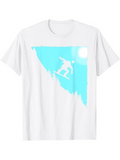 Men's T-Shirt Bright Sky With Sunlit Forest And Snowboarder Among Trees