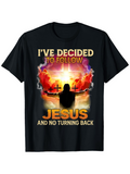 Men's T-Shirt Ive Decided To Follow Jesus And No Turning Back Glowing Sunrise Clouds With Silhouette Man And Three Crosses