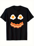 Men's T-Shirt Sunny Side Up Eggs With Wavy Bacon Forming A Happy Face