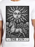 Men's T-Shirt The Sun Majestic Radiating Sunlight Over Wildflowers And Running Stallion Horse