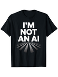 Men's T-Shirt Im Not An Ai Bold Lettering With Abstract Geometric Rays Design Artificial Intelligence Statement