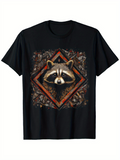 Men's T-Shirt Rustic Autumn Leaves Framing A Curious Raccoon Face
