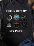 Women's T-Shirt Check Out My Six Aviation Gauges With Cockpit Instrument Dials Under Black Background