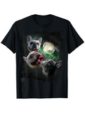 Men's T-Shirt Lunar Glow With Playful French Bulldogs In Night Sky Moonlight