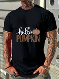 Men's T-Shirt Hello Pumpkin Cheerful Autumn Theme With Glittering Orange Pumpkin
