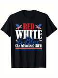 Men's T-Shirt Red White And Blue Car Mechanic Crew Patriotic Stars With Waving Flags T Shirt