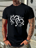 Men's T-Shirt Hearts And Loving Family Names Connected By White Doodles T Shirt