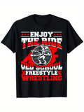 Men's T-Shirt Enjoy The Ride Old School Style Red Graphic Wrestling