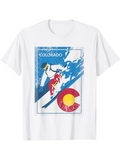 Men's T-Shirt Colorado Skiers In Vintage Style With Sun And Mountain Scene