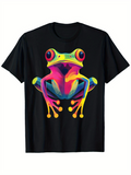 Men's T-Shirt Vivid Splashes Of Neon Colors Covering A Sitting Tree Frog