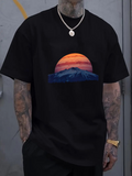Men's T-Shirt Radiant Sunset With Mountain Peaks And Colorful Painted Evening Sky