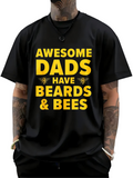 Men's T-Shirt Awesome Dads Have Beards And Bees Surrounded By Small Golden Bee Icons