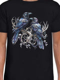 Men's T-Shirt Elegant Reflections With Silver Branches Adorned By Two Majestic Ravens
