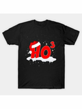 Men's T-Shirt Red Ho Three Surrounded By Snowflakes Under Festive Christmas Hat