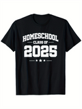 Men's T-Shirt Bold Homeschool Graduation Year Design With Stars Under Large Number 2025