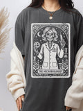 Men's T-Shirt The Microbiologist Skeleton Holding Petri Dish Under Night Sky