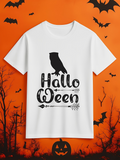 Men's T-Shirt Halloween With Silhouette Of Owl And Whimsical Lettering Design