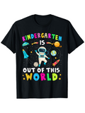 Men's T-Shirt Kindergarten Is Out Of This World Floating In Space With Planets Astronaut And Stars