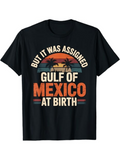 Men's T-Shirt But It Was Assigned Gulf Of Mexico At Birth Vintage Sunset With Palm Trees Black Silhouette