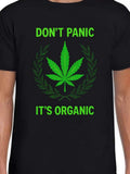 Men's T-Shirt Dont Panic Its Organic Green Leaves With Laurel Wreath Cannabis Leaf
