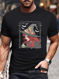 Men's T-Shirt Autumn Moonlit Night With Bats And Magic Wand Witch