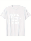 Men's T-Shirt Jigoro Mitsuyo Carlos Helio Modern Lettering With Simple Monochrome Cotton White Shirt