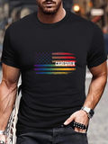 Men's T-Shirt Caregiver Rainbow Flag With Distressed Vintage Printed Stripes American Flag