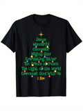 Men's T-Shirt Jesus Words Forming Christmas Tree With Glowing Star And Festive Lights
