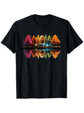 Men's T-Shirt Colorful Autumn Forest Reflected In Calm Water With Bright Trees