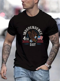 Men's T-Shirt Independence 4th Day Bald Eagle With American Flags Patriotic Design