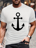 Men's T-Shirt Classic Maritime Symbol In Bold Black On Crisp White Anchor