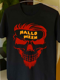Men's T-Shirt Halloween Lettering With Bold Red Skull Graphic