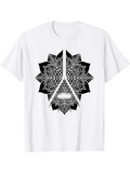 Men's T-Shirt Geometric Mandala Elements With Peace Symbol Surrounded By Lines And Dots