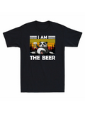 Men's T-Shirt I Am The Beer Lazy Panda Holding A Beer Glass With Sunset Trees