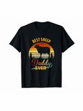 Men's T-Shirt Best Sheep Daddy Ever Vintage Sunset With Forest Silhouette Sheep