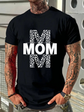 Men's T-Shirt Bold White Letter With Monochrome Leopard Patterned MOM