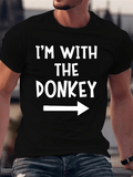 Men's T-Shirt Im With The Donkey Bold White Letters Arrow T Shirt