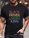 Men's T-Shirt Black Father Leader King Bold Graffiti Letters On Urban Black T Shirt