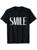 Men's T-Shirt Smile Large Bold Lettering On Black Cotton Tee Shirt