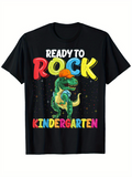 Men's T-Shirt Ready To Rock Colorful Dinosaur With Splash Effects Kindergarten