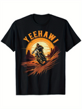 Men's T-Shirt Yeehawi Vibrant Sunset Desert With Speeding Motorcycle Rider