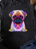 Men's T-Shirt Vivid Multicolored Abstract Artistic Portrait Of A Playful Pug Dog