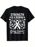 Men's T-Shirt Strength Is A Woman Ribbon With Butterflies And Floral Elements Among Awareness Symbols T Shirt