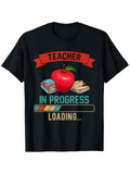Men's T-Shirt Teacher In Progress Loading With Books Apple And Progress Bar
