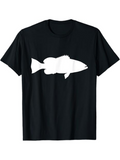 Men's T-Shirt Minimalist White Silhouette Under Black Background Fish